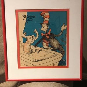 Dr. Seuss autographed page of Cat in Hat.